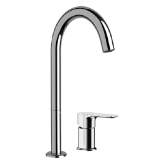 Miscelatore monocomando per lavabo a due fori canna alta REFLEX