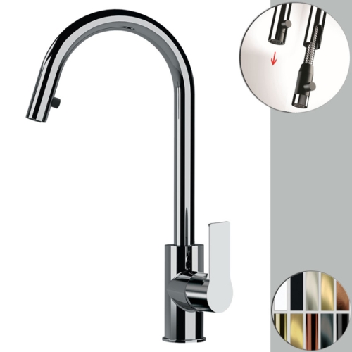 Miscelatore lavello con doccetta monofunzione estraibile REFLEX