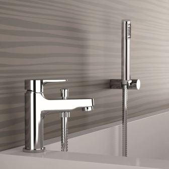 Miscelatore monocomando per vasca con deviatore integrato e kit doccia OMEGA