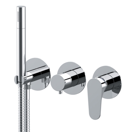 Set miscelatore a incasso a 2 vie per doccia su 3 piastre tonde separate OMEGA