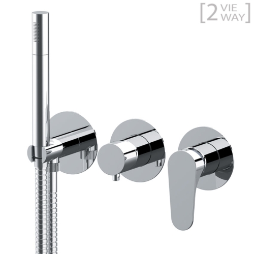 Set miscelatore a incasso a 2 vie per doccia su 3 piastre tonde separate OMEGA
