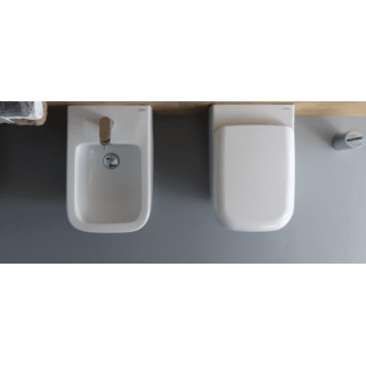 Coppia Vaso senza brida e Bidet filo muro Area