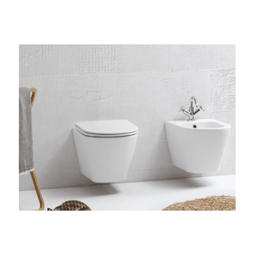 Coppia Vaso senza brida e Bidet sospeso Laguna