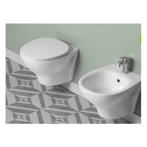 Coppia Vaso e Bidet sospeso Simply senza brida