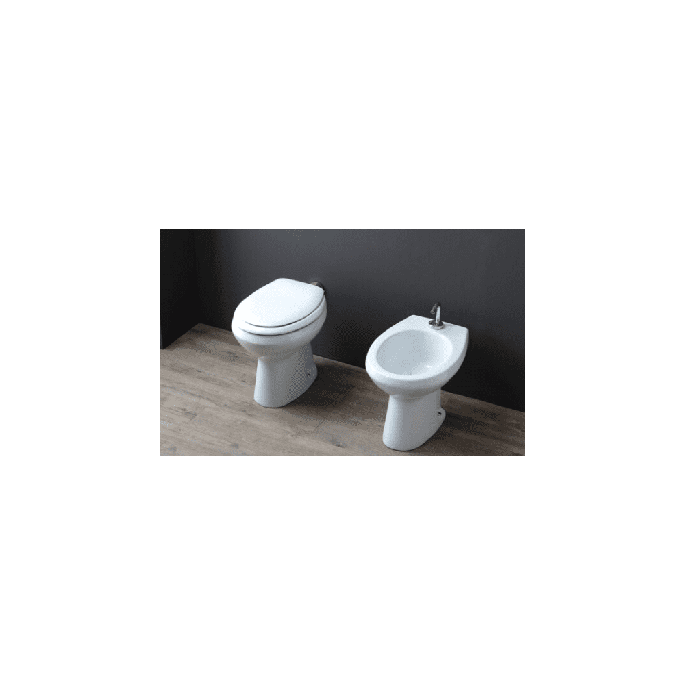 Coppia Vaso e Bidet con scarico a terra o parete Fly coprivaso incluso