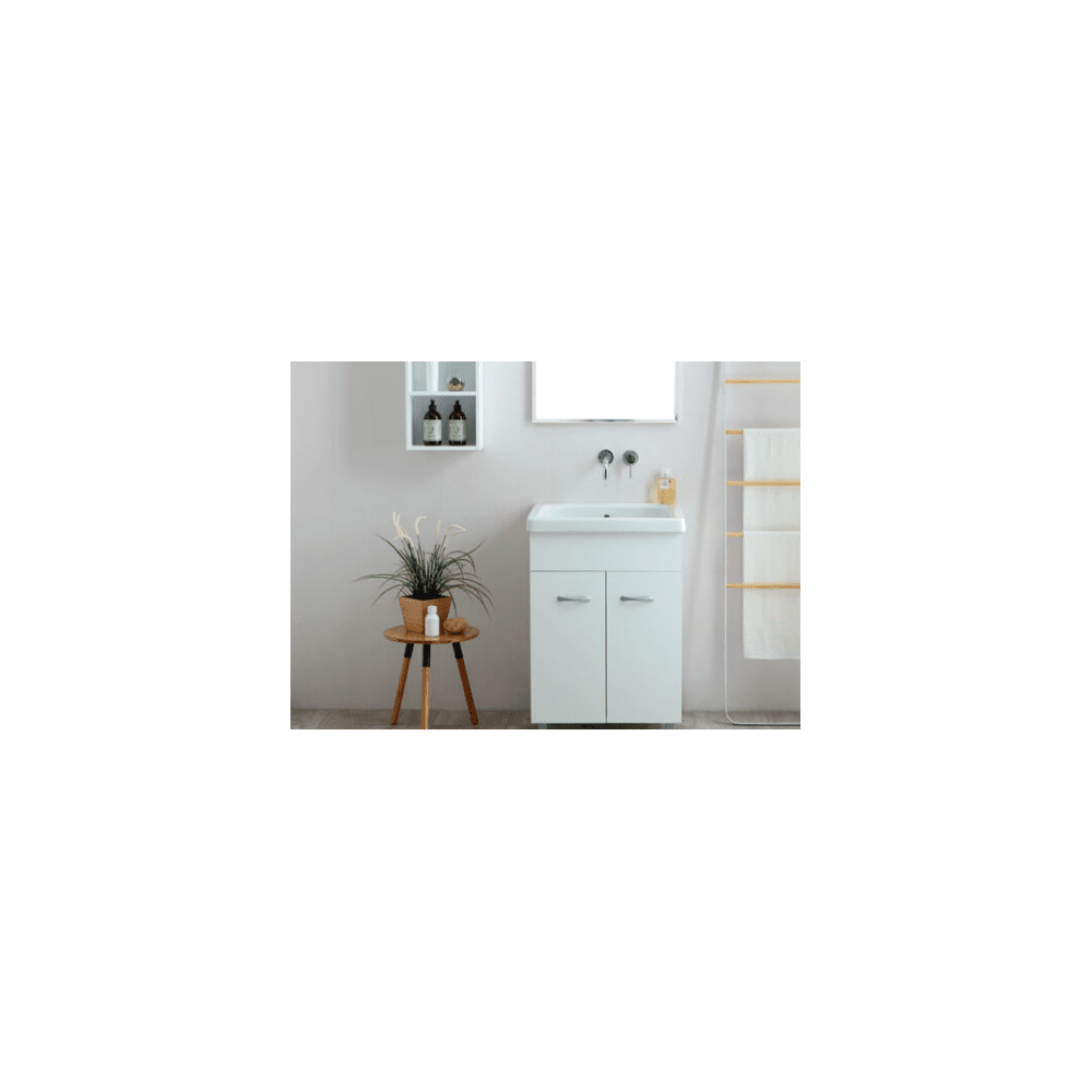 Lavatoio in ceramica cm.60x50 con mobile e strizzatoio