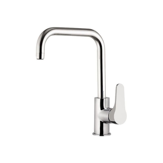 Miscelatore monoforo 90° canna alta quadra girevole e leva laterale OMEGA