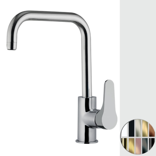 Miscelatore monoforo 90° canna alta quadra girevole e leva laterale OMEGA