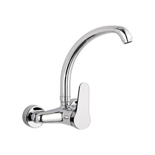 Miscelatore monocomando per lavello a muro con leva frontale bocca girevole OMEGA