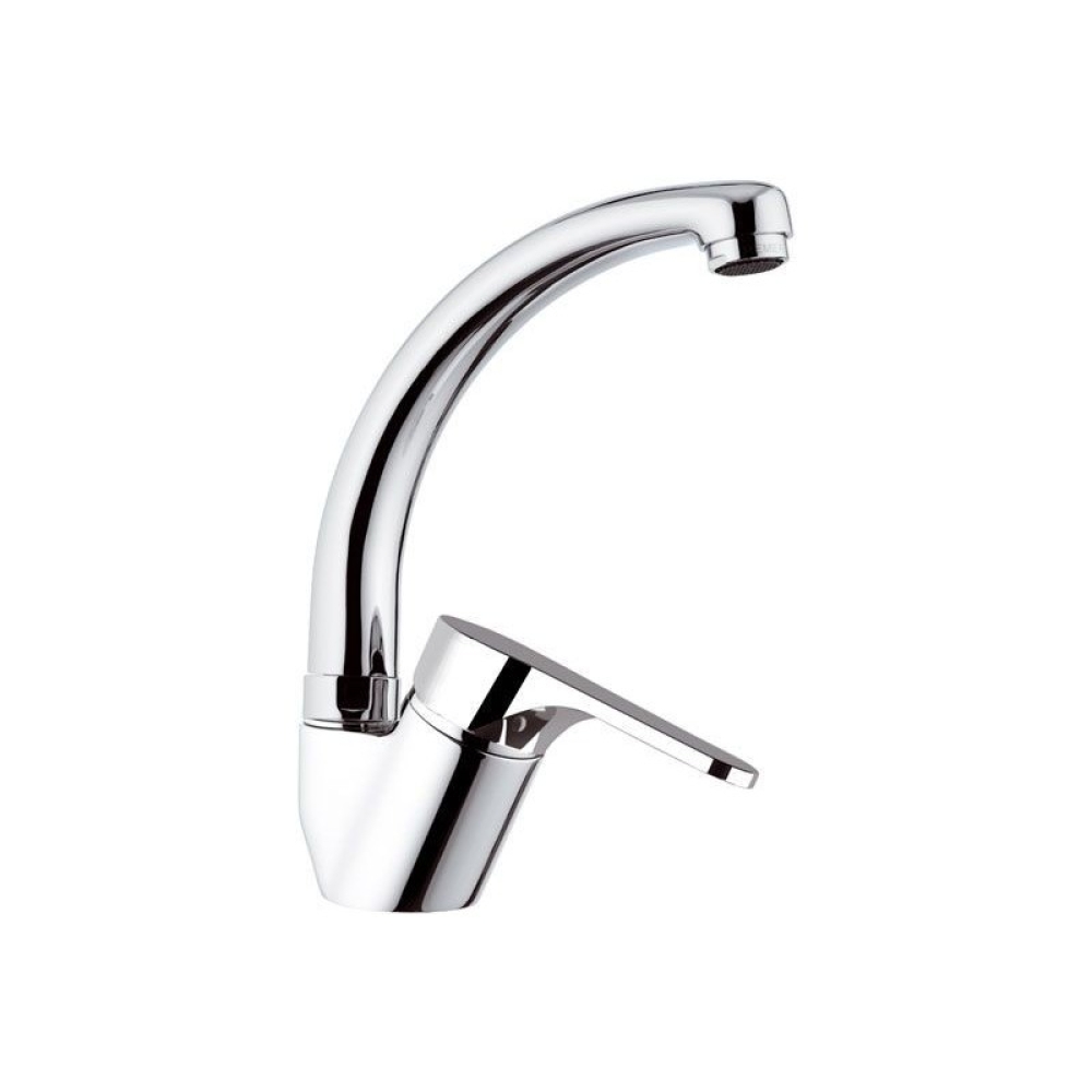 Miscelatore lavello monoforo 45° con bocca alta girevole a C modello corto OMEGA