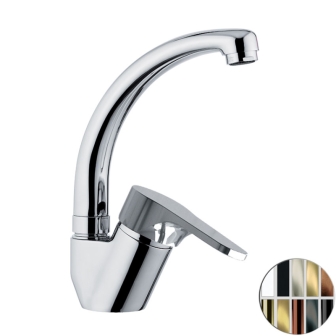 Miscelatore lavello monoforo 45° con bocca alta girevole a C modello corto OMEGA