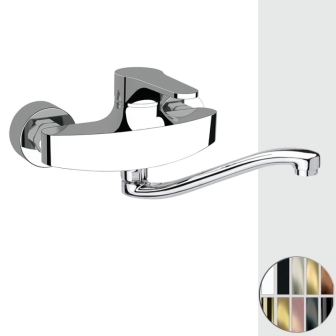 Miscelatore lavello a muro con bocca ad S girevole OMEGA