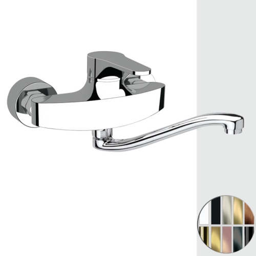 Miscelatore lavello a muro con bocca ad S girevole OMEGA