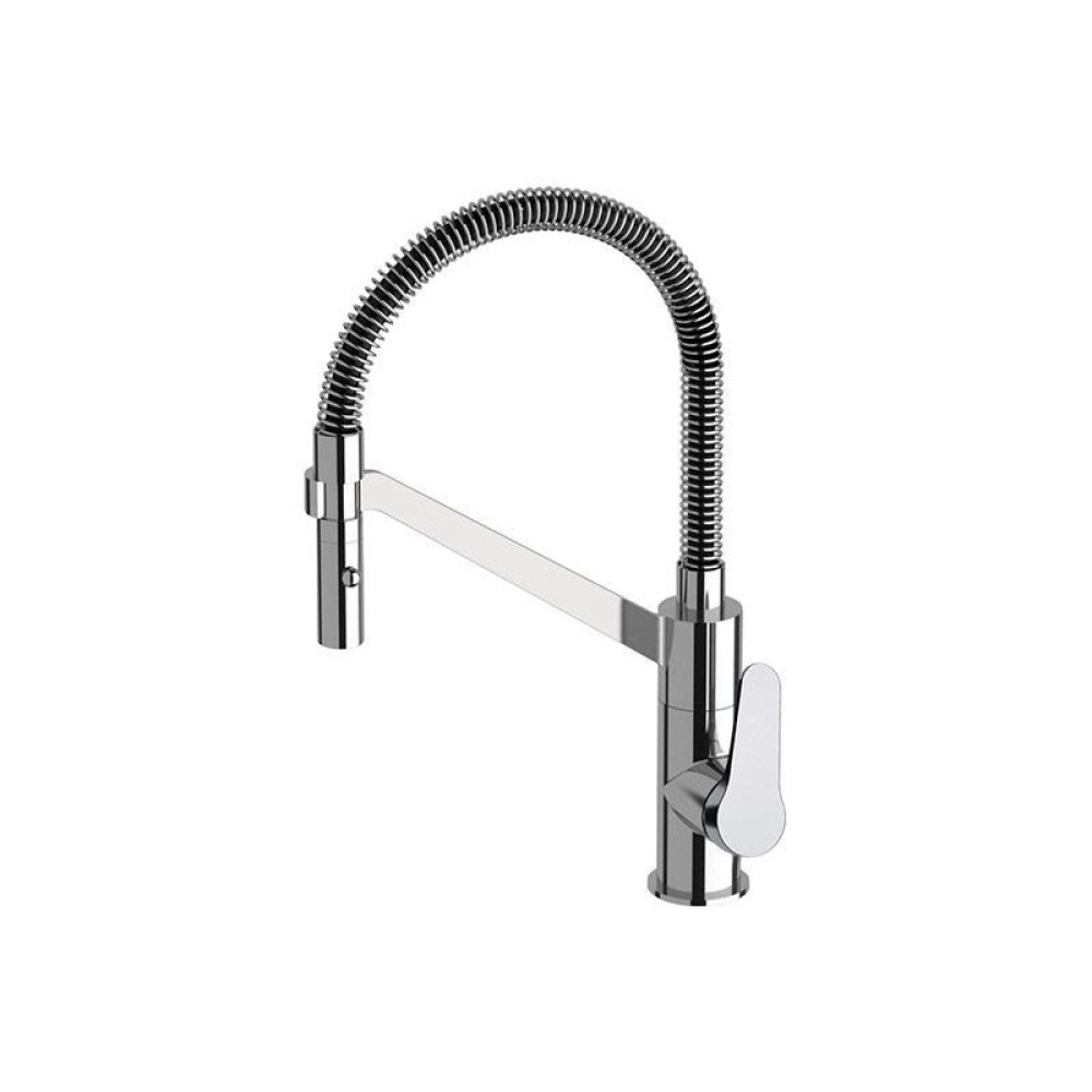 Miscelatore lavello con flessibile nero rivestito con molla fine design OMEGA
