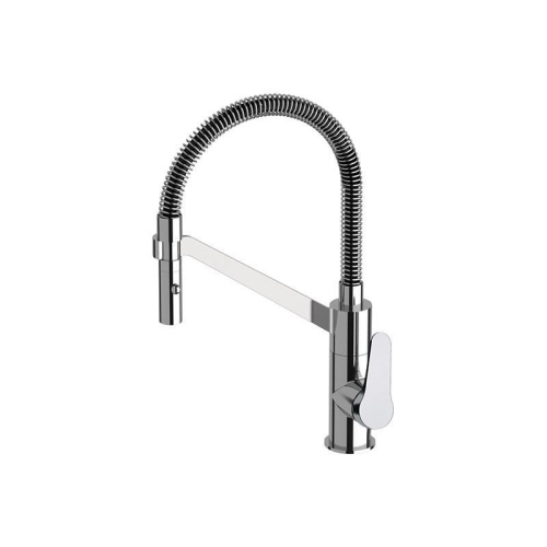 Miscelatore lavello con flessibile nero rivestito con molla fine design OMEGA