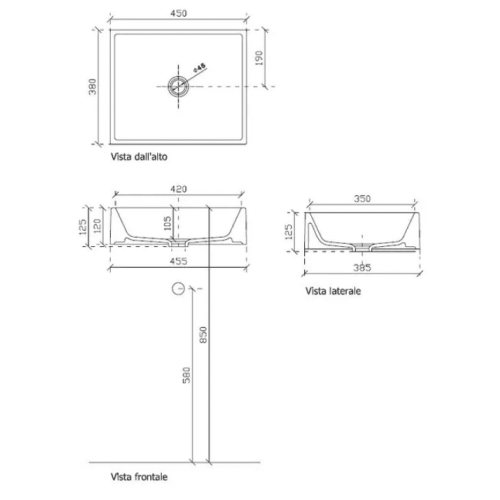 Lavabo appoggio cm.45 Plus Design