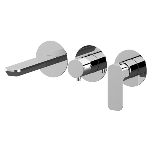 Set miscelatore a incasso a 2 vie per vasca/doccia su 3 piastre tonde separate TIARA