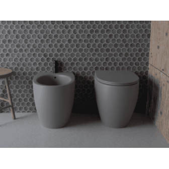 Coppia Vaso e Bidet Open di colore bianco coprivaso incluso