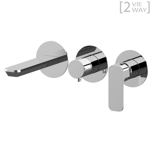 Set miscelatore a incasso a 2 vie per vasca/doccia su 3 piastre tonde separate TIARA