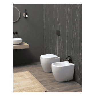 Coppia Vaso e Bidet Open di colore bianco coprivaso incluso