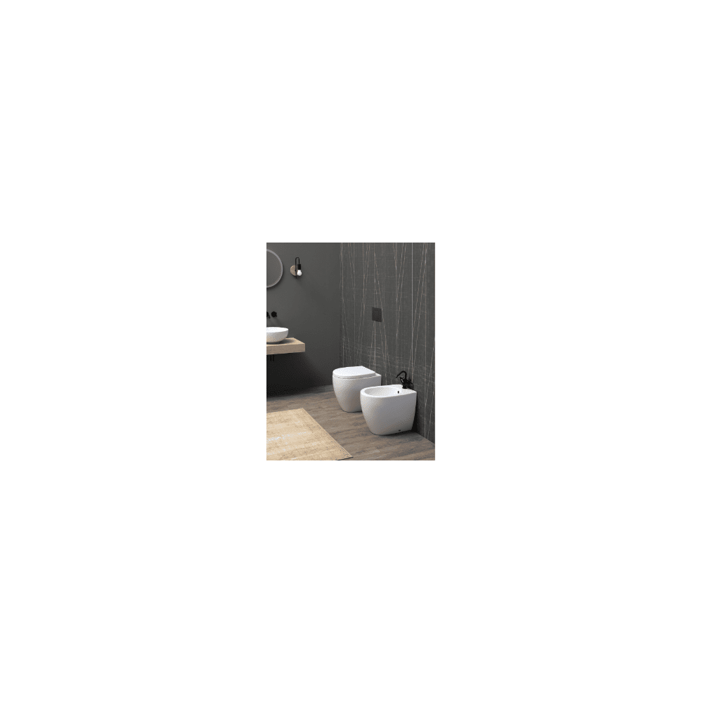 Coppia Vaso e Bidet Open di colore bianco coprivaso incluso