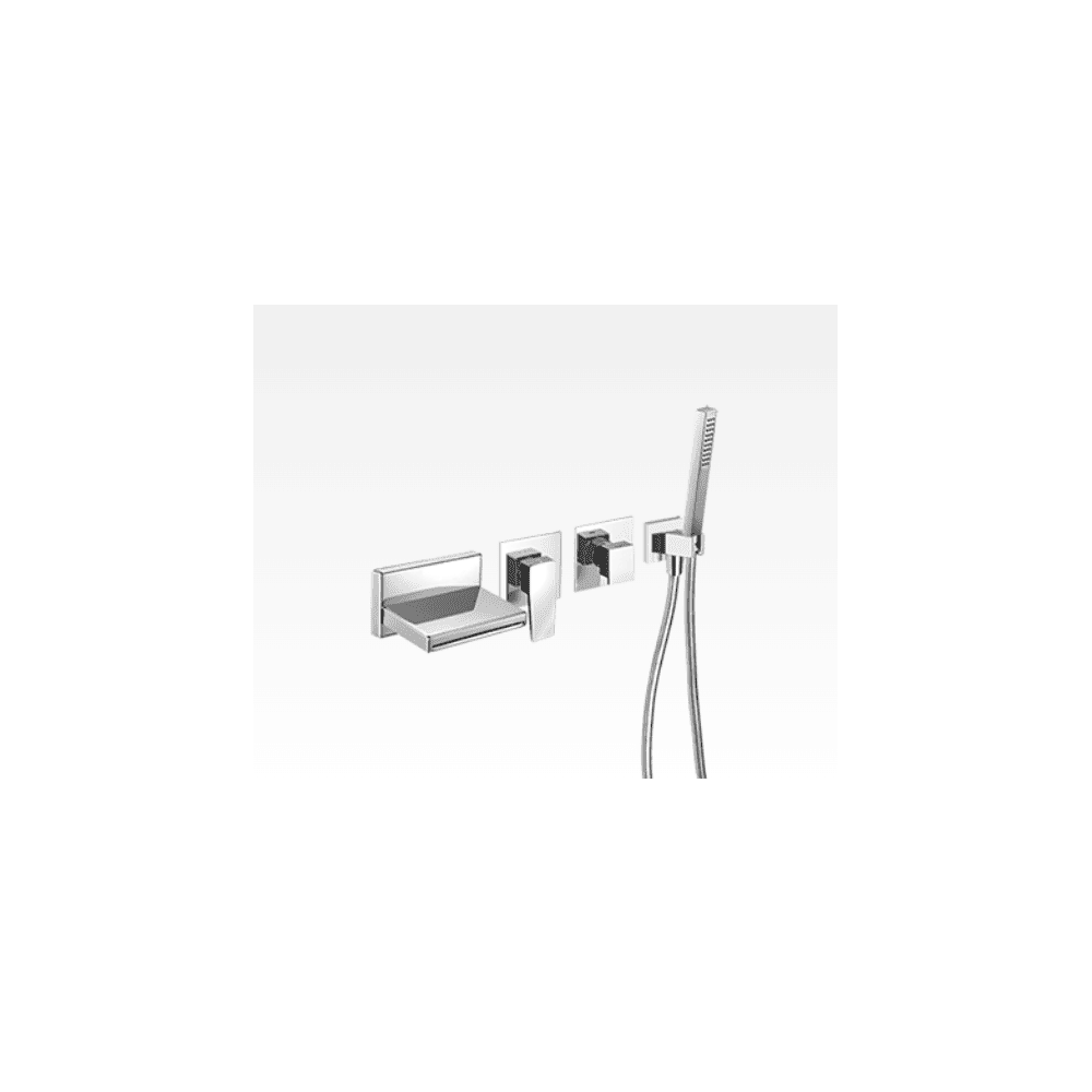 Miscelatore per vasca incasso con bocca a cascata e kit doccia H2Q