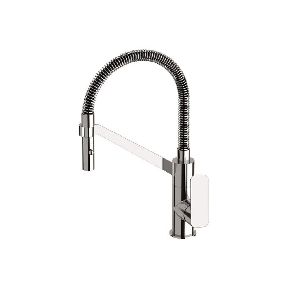 Miscelatore lavello con flessibile nero rivestito con molla fine design TIARA