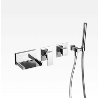 Miscelatore per vasca incasso con bocca a cascata e kit doccia Open Space