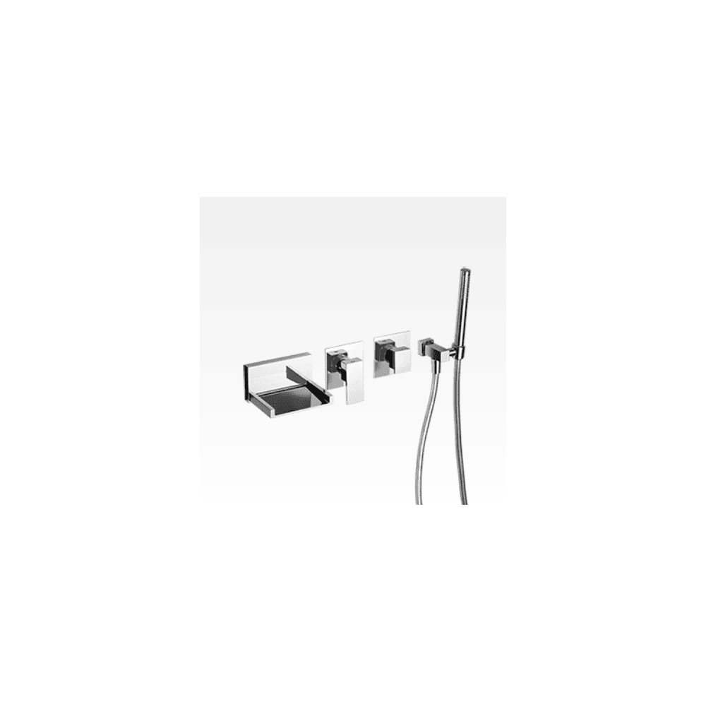 Miscelatore per vasca incasso con bocca a cascata e kit doccia Open Space
