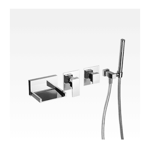 Miscelatore per vasca incasso con bocca a cascata e kit doccia Open Space