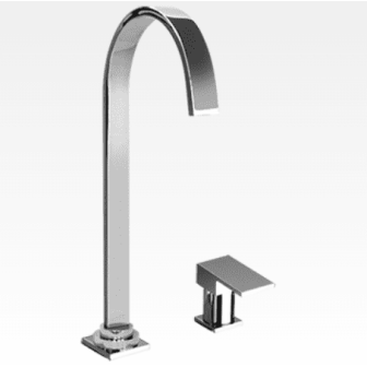 Bocca alta fissa per lavabo con miscelatore da appoggio a comando remoto Swing-Klip