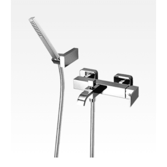 Miscelatore per vasca esterno con supporto duplex e doccia Swing-Klip