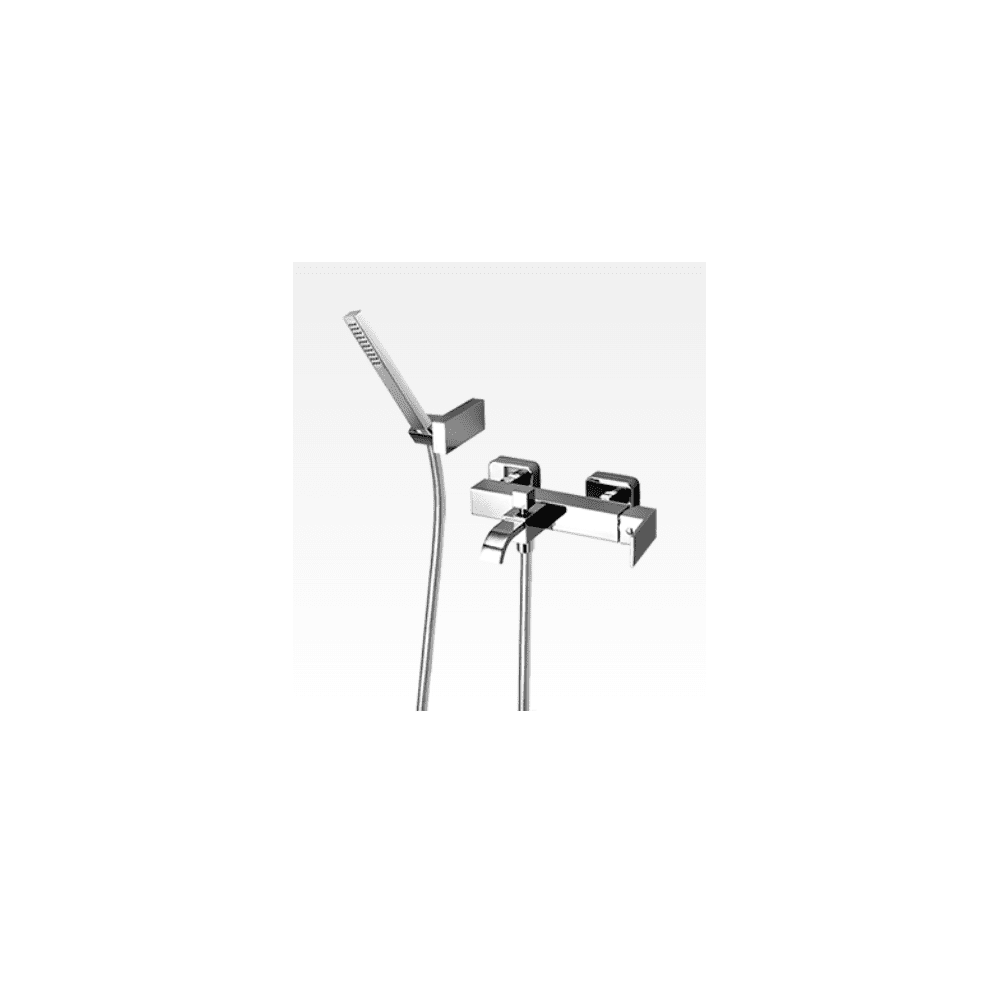 Miscelatore per vasca esterno con supporto duplex e doccia Swing-Klip