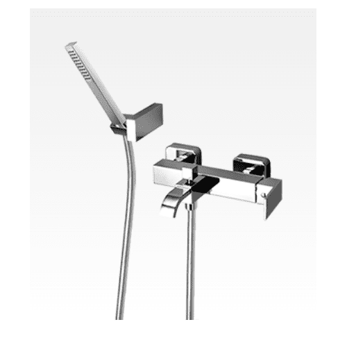 Miscelatore per vasca esterno con supporto duplex e doccia Swing-Klip