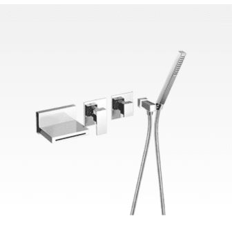 Miscelatore vasca ad incasso con bocca a cascata e kit doccia Swing-Klip