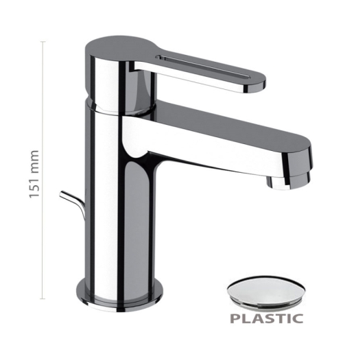 Miscelatore monocomando per lavabo con scarico in plastica SMART