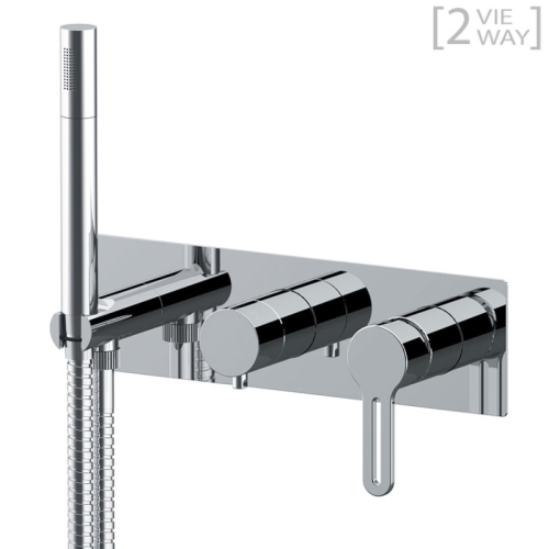 Set miscelatore incasso a 2 vie per doccia su piastra unica rettangolare SMART