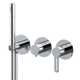 Set miscelatore 2 vie per doccia su 3 piastre tonde separate SMART