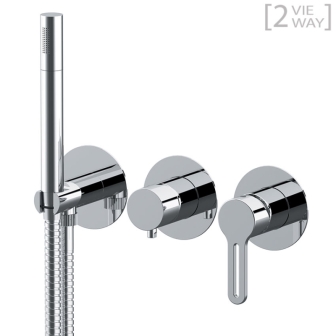 Set miscelatore 2 vie per doccia su 3 piastre tonde separate SMART