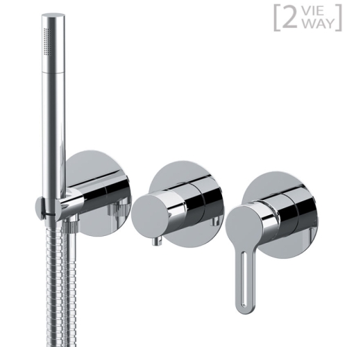 Set miscelatore 2 vie per doccia su 3 piastre tonde separate SMART