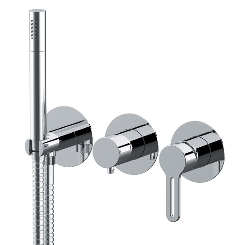 Set miscelatore a incasso a 3 vie per doccia su 3 piastre tonde separate SMART