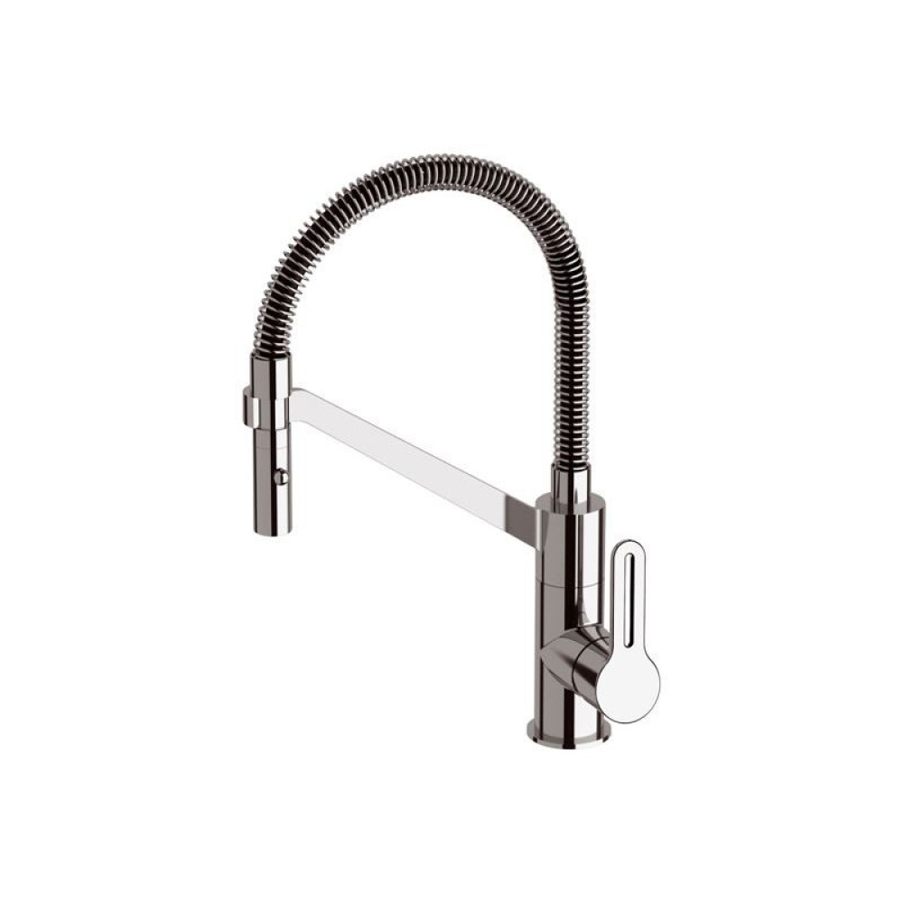 Miscelatore lavello con flessibile nero rivestito con molla fine design SMART