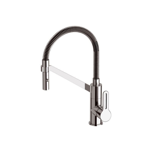 Miscelatore lavello con flessibile nero rivestito con molla fine design SMART