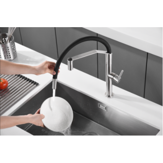 Miscelatore cucina acciaio inox con beccuccio flessibile Deva