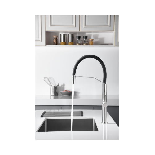 Miscelatore cucina acciaio inox con beccuccio flessibile Deva