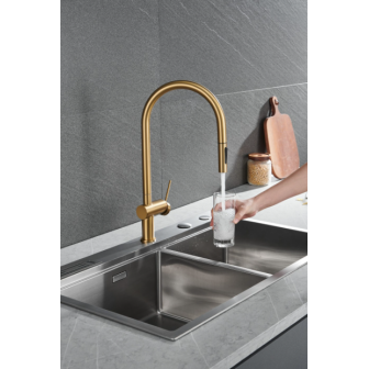 Miscelatore cucina con bocca estraibile Oro Spazzolato Berna