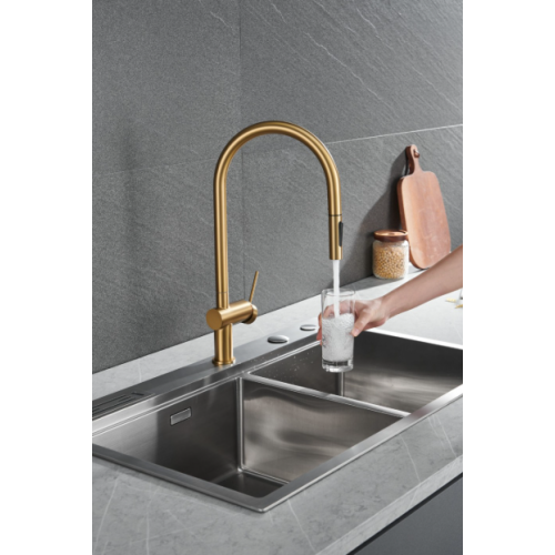 Miscelatore cucina con bocca estraibile Oro Spazzolato Berna