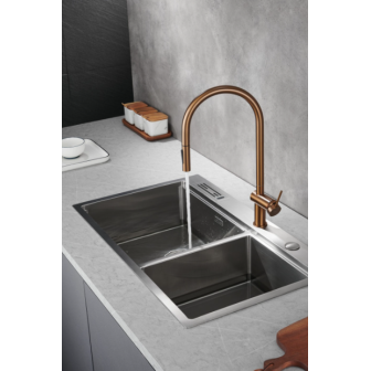 Miscelatore cucina bocca estraibile Oro Rosa Spazzolato Berna