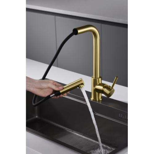 Miscelatore cucina con bocca estraibile Oro Spazzolato Malta