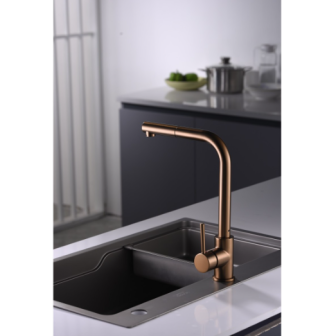 Miscelatore cucina con bocca estraibile Oro Rosa Spazzolato Malta